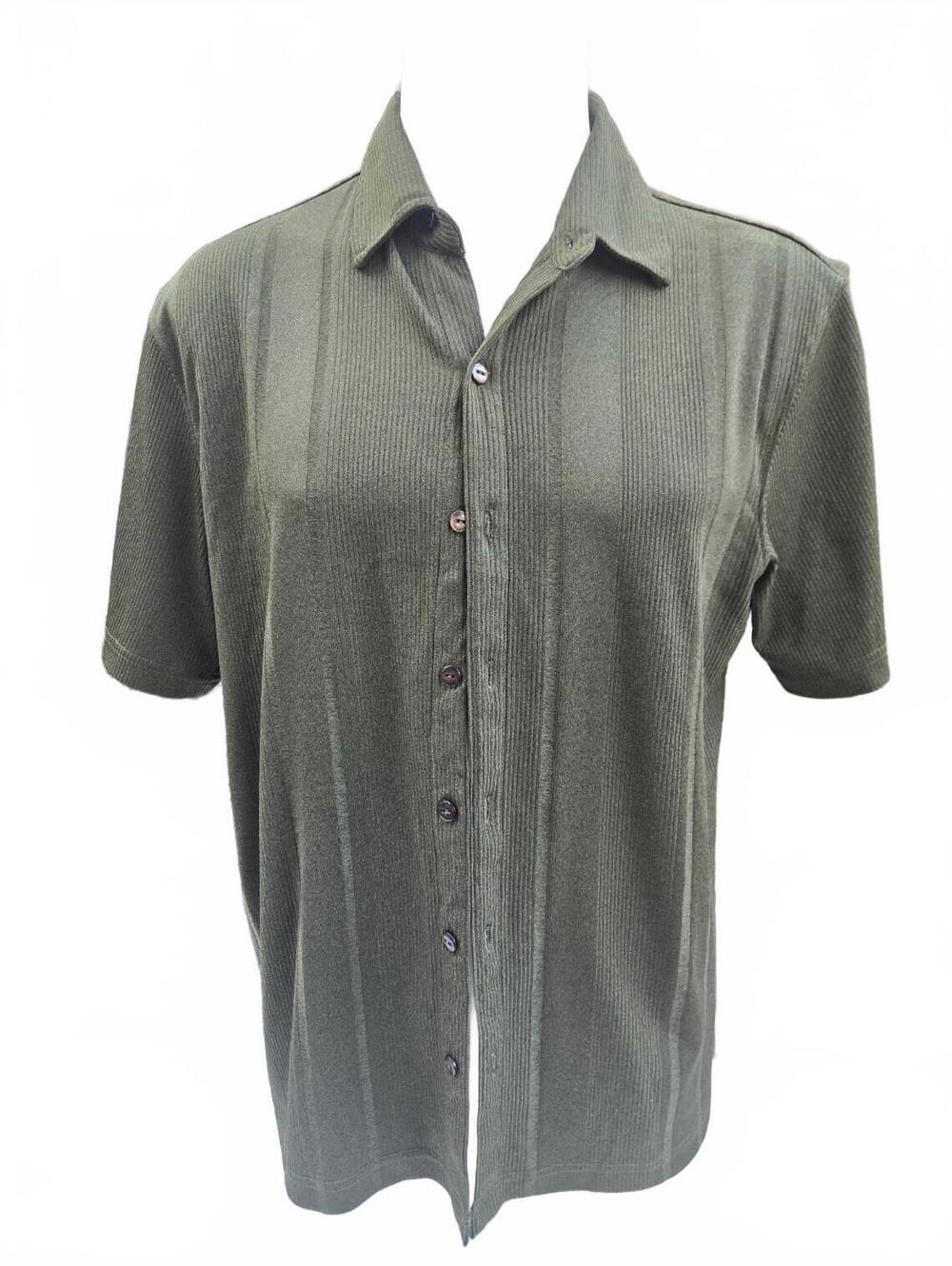 Haggar Men's Large Olive Green Short Sleeve Button-Up Shirt large